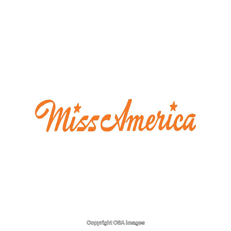 Elegant Orange Miss America Logo with Stars and Stylish Typography Design