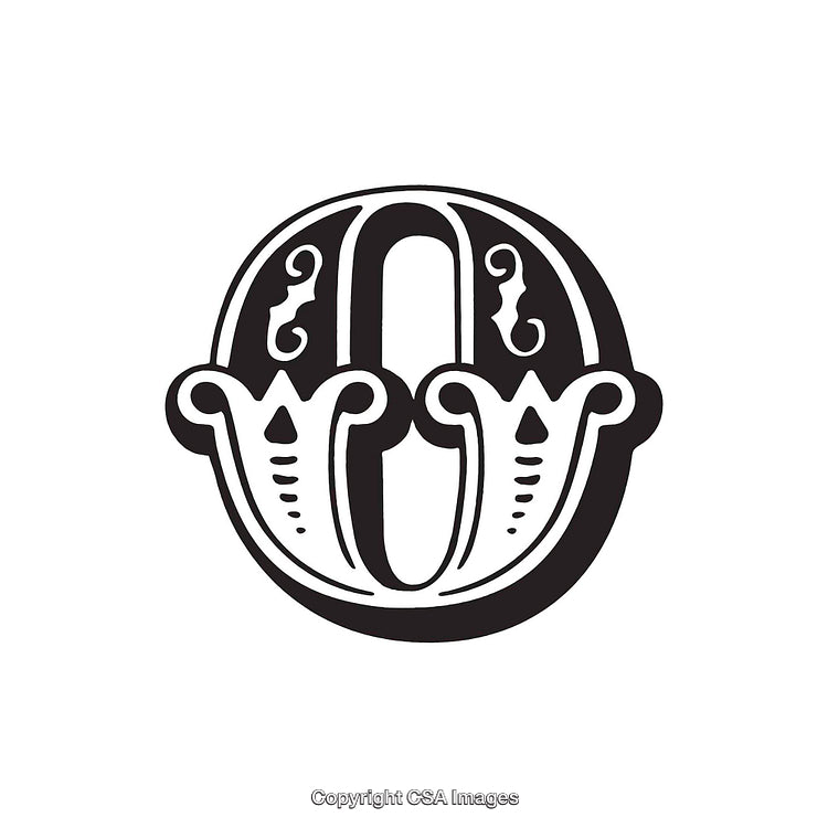 Ornamental Letter O with Decorative Vintage Style Design
