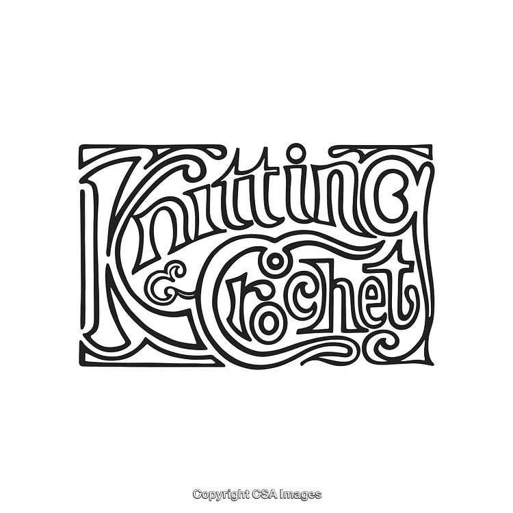Vintage Typography Design Featuring Knitting and Crochet Art Styles