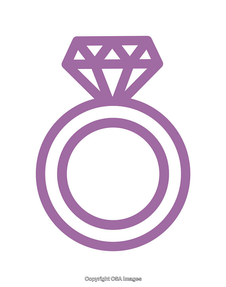 Minimalistic Icon of Purple Diamond Ring for Jewelry or Engagement Themes