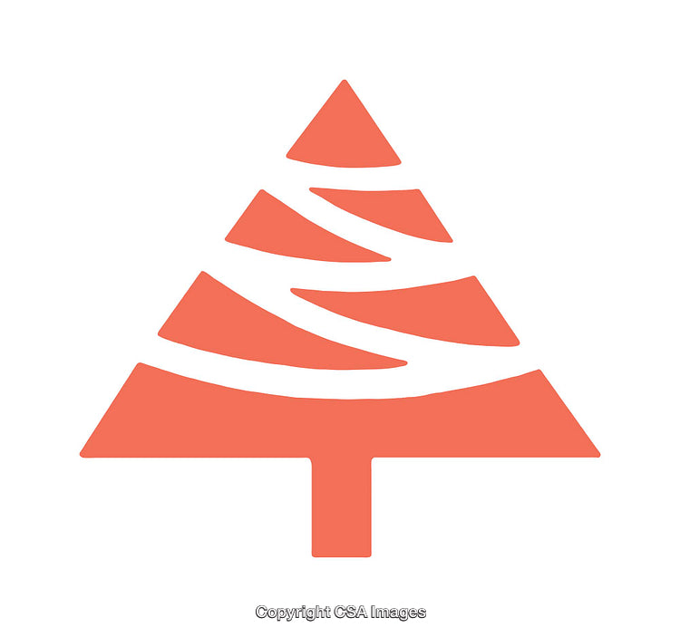 Minimalist Christmas Tree Icon with Festive Design in Orange