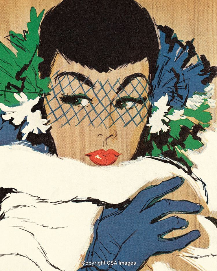 Stylized Portrait of a Glamorous Woman in Vintage Fashion Artwork