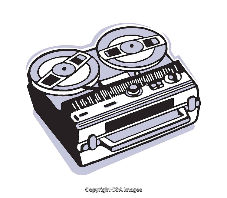 Retro Styled Illustration of a Classic Reel-to-Reel Tape Recorder