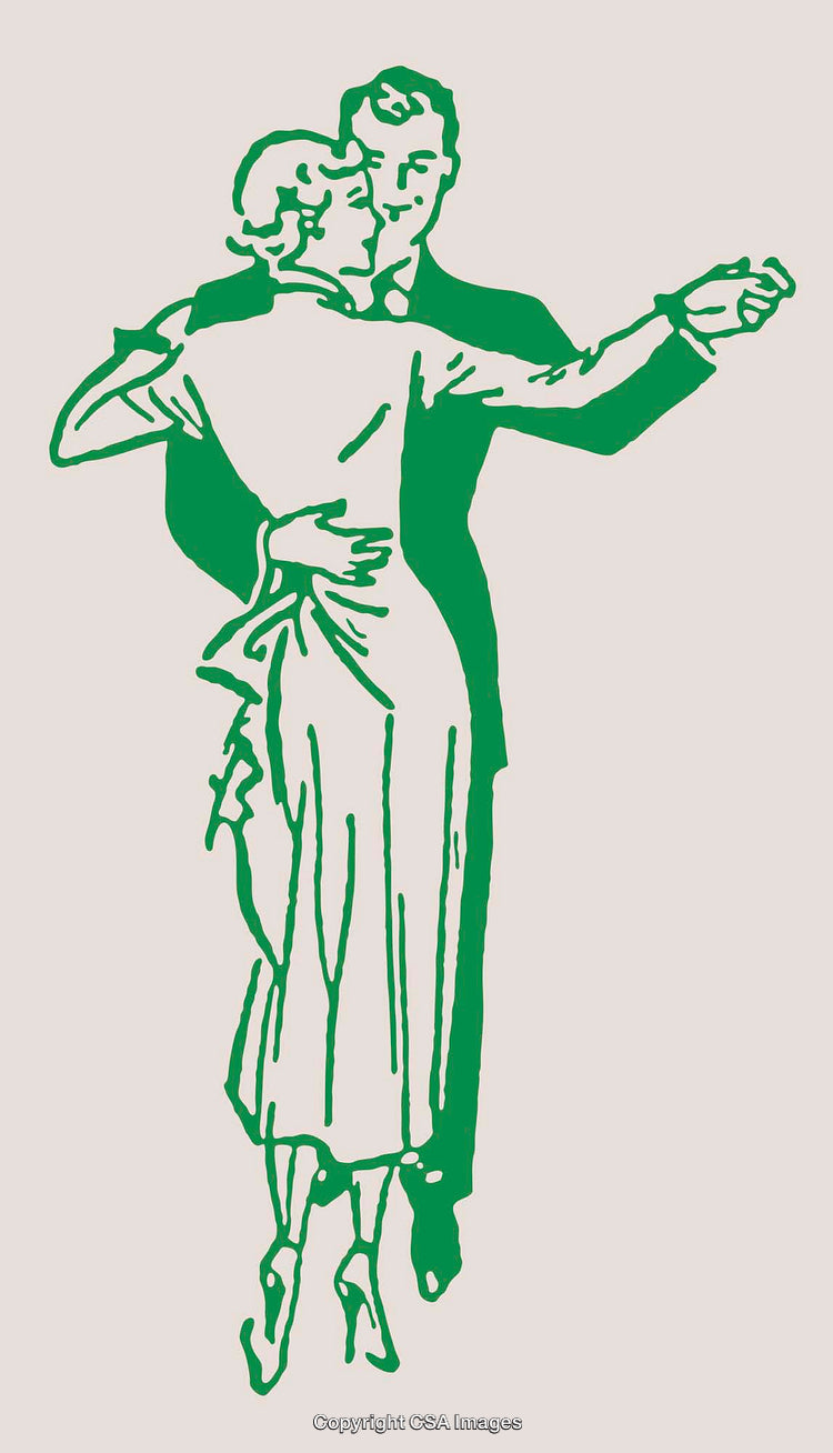 A Couple Dancing Together in Graceful Line Art Illustration