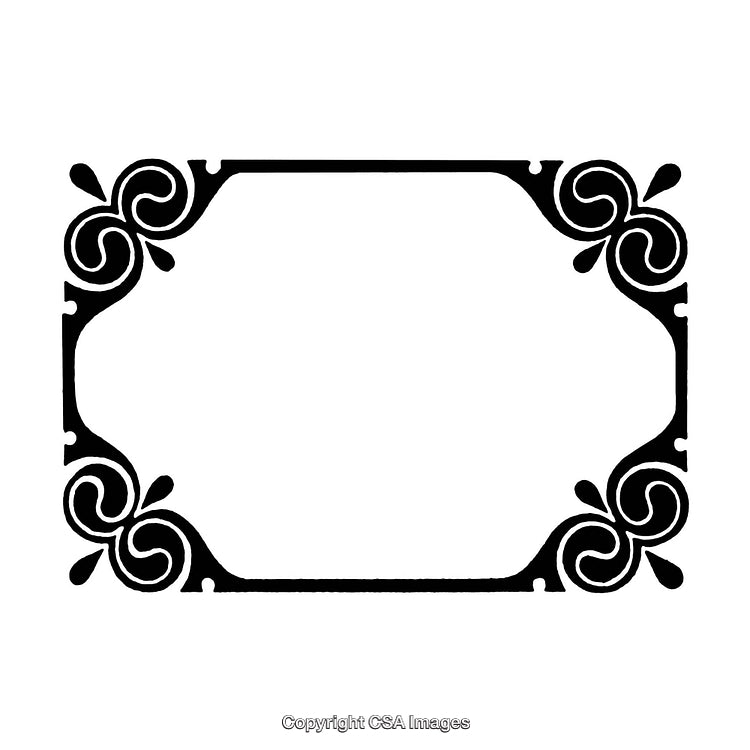 Elegant Black and White Ornamental Frame with Decorative Swirl Details
