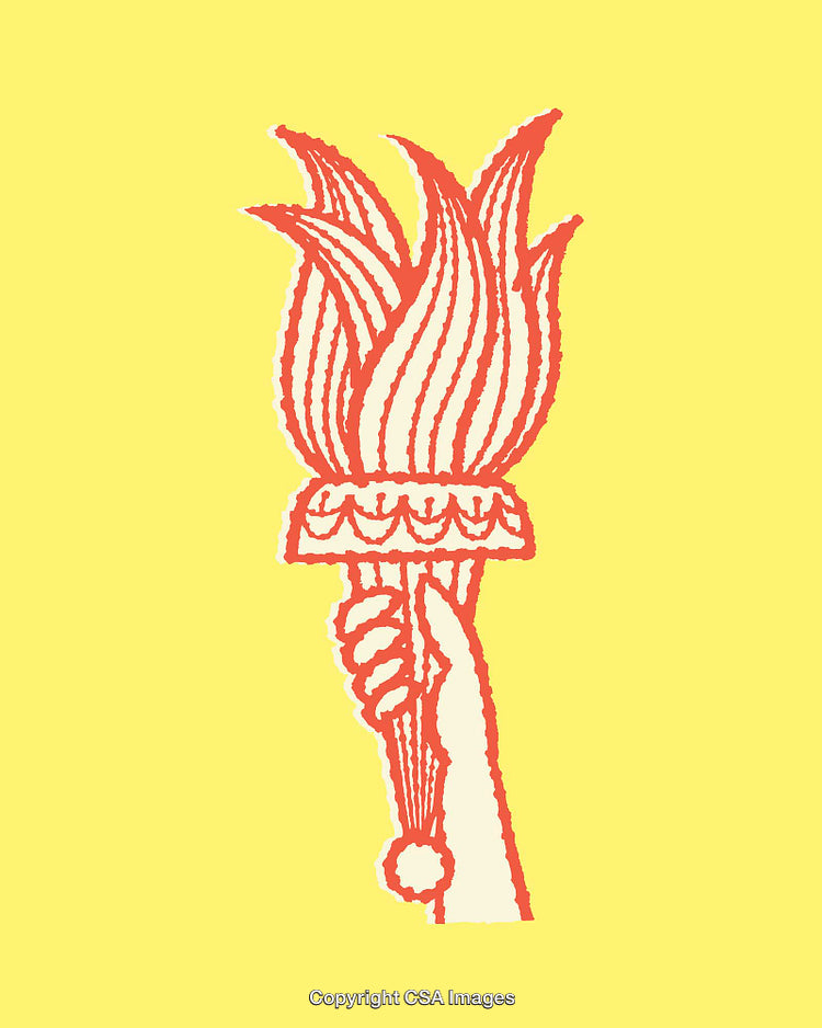Illustration of a Flaming Torch in Vibrant Yellow and Red Tones