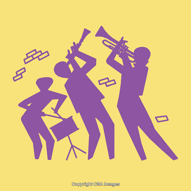 Vibrant Illustration of a Jazz Band in Dynamic Performance
