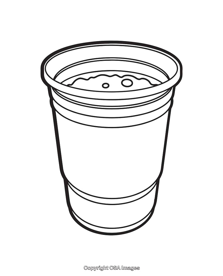 Black and White Line Art Illustration of a Beverage Cup