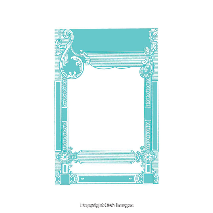 Intricate Decorative Frame in Blue with Elegantly Detailed Vintage Motifs