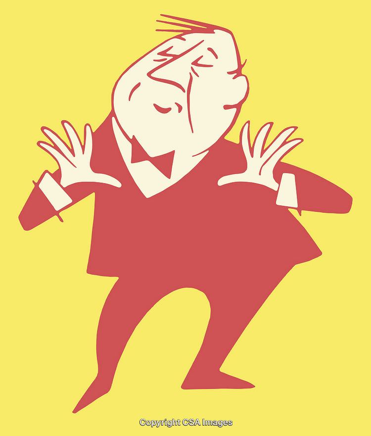 Playful Cartoon Illustration of a Distinguished Person in Color Line Art