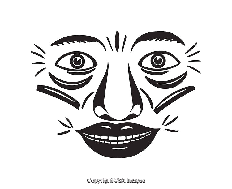 Abstract Black and White Face Line Art Illustration