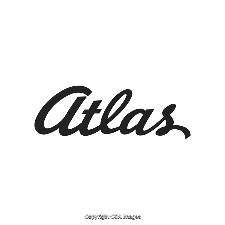 Stylish Atlas Logo in Black Script Font on White Background