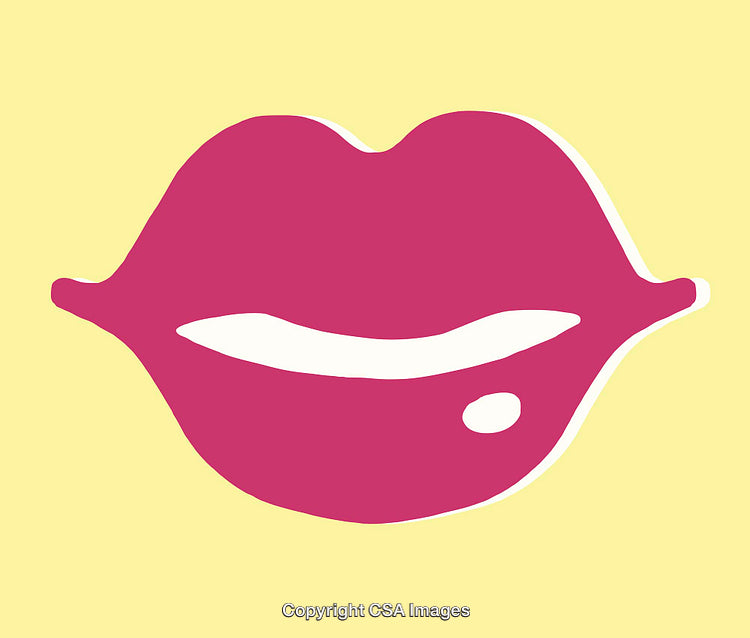 Minimalist Line Art Lips on Vibrant Background