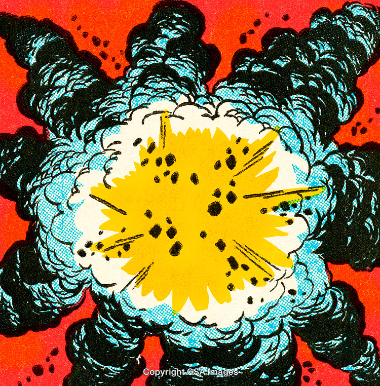 Vivid Comic Style Explosion with Bright Colors and Dynamic Details