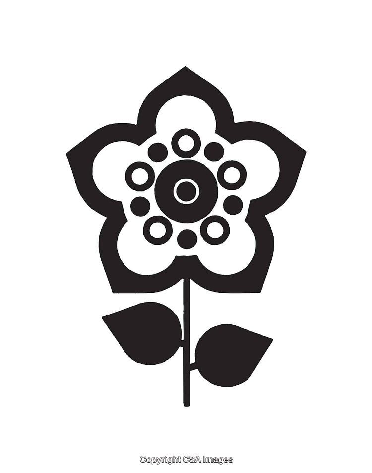 Intricate Black and White Graphic of a Stylized Flower Design