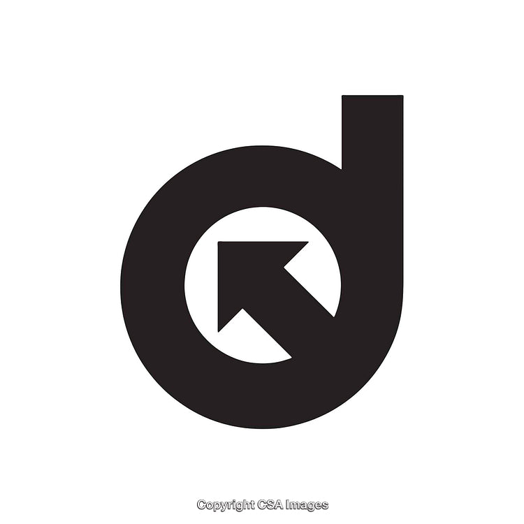 Minimalist Black and White Monochrome Shape with Arrow Silhouette