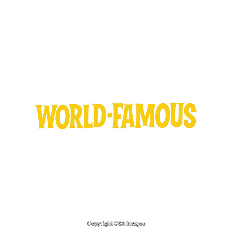 Yellow Text Design Featuring World-Famous Message on White Background