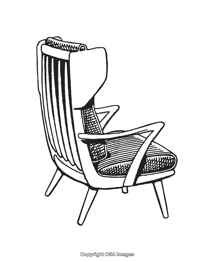 Hand-Drawn Illustration of a Mid-Century Modern Armchair Design