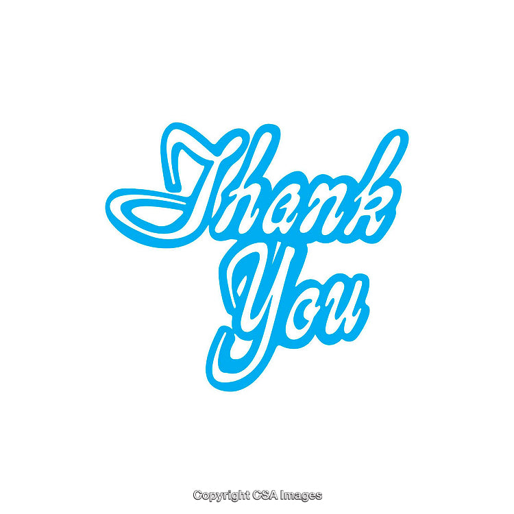 Blue Thank You Text with Elegant Script Style on White Background