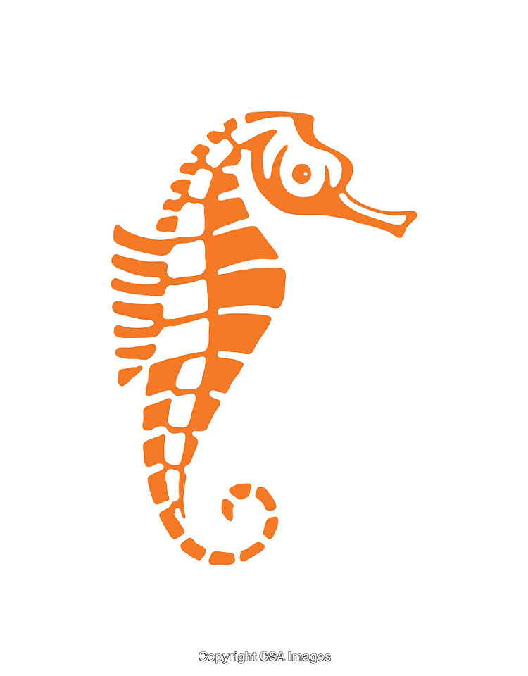 Orange Seahorse Silhouette Icon on a White Background