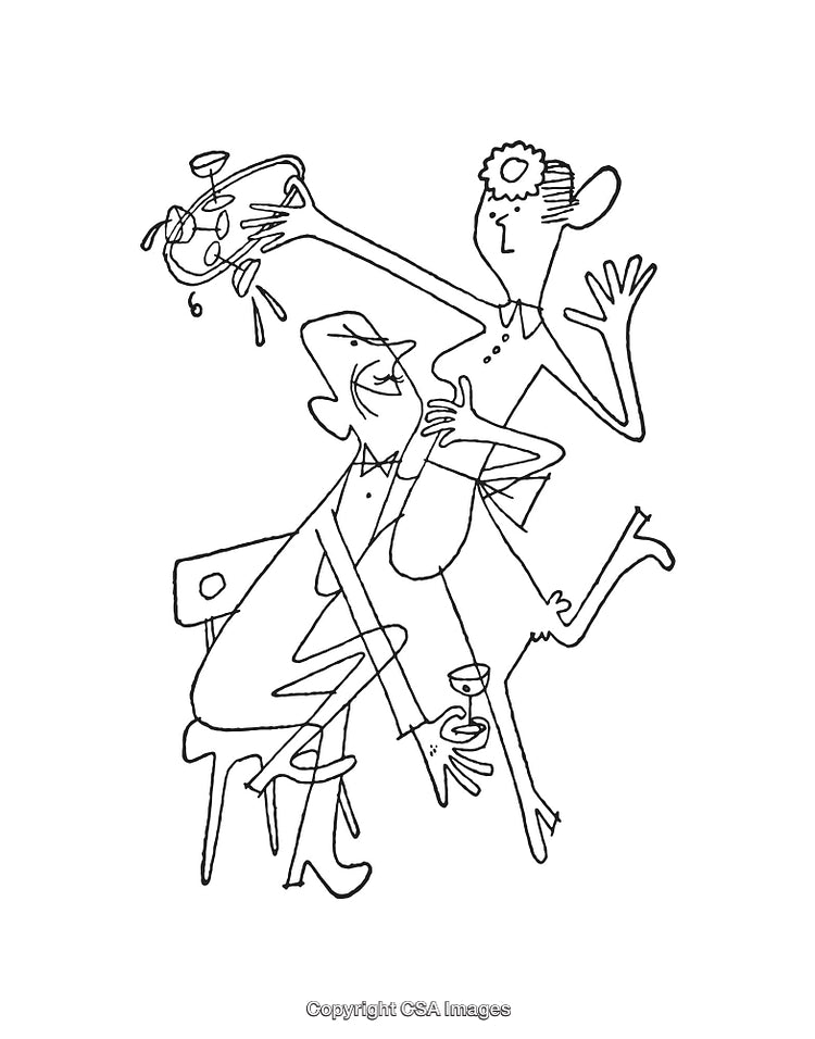 Playful Abstract Line Art of People Enjoying Fun Interaction