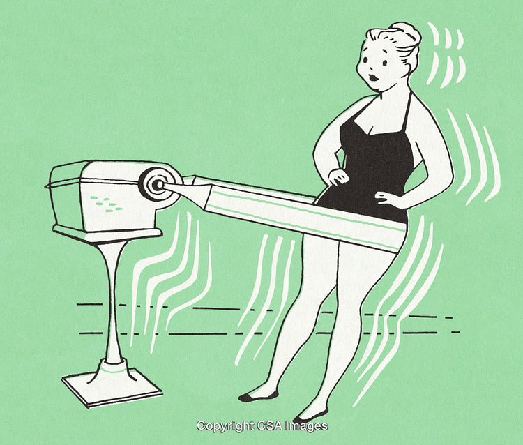 Vintage Illustration of a Woman Using a Vibrating Fitness Machine