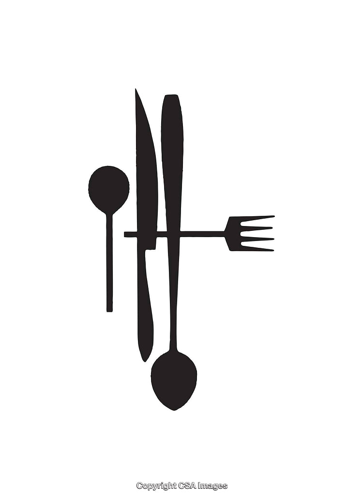 Minimalistic Black and White Cutlery Icon Design for Kitchen Themes