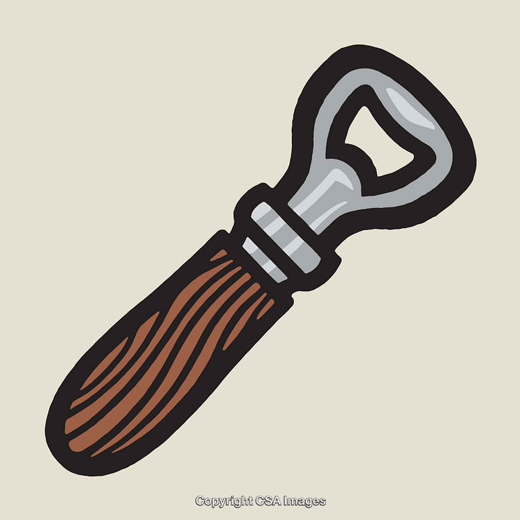 Colorful Illustrated Bottle Opener with Wooden Handle Design