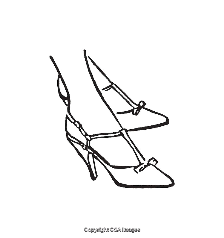 Black and White Line Art Illustration of Stylish High Heel Shoes