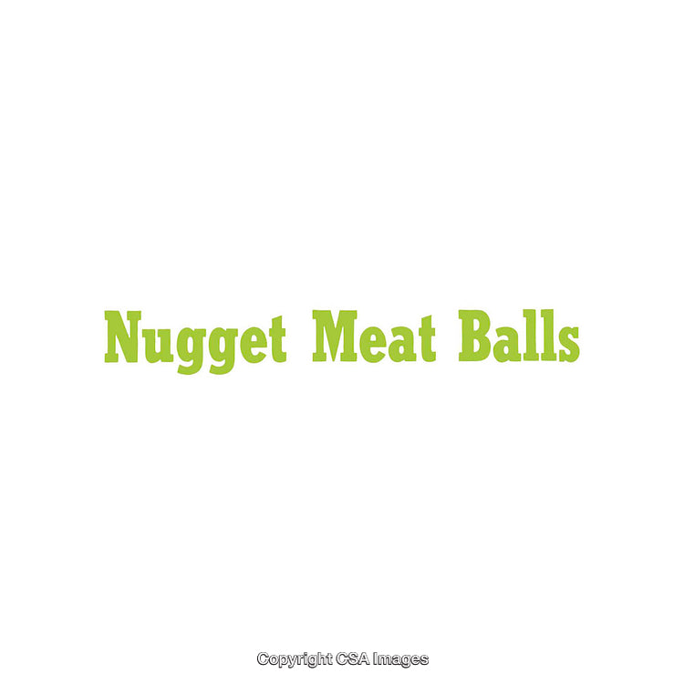 Bold Green Text on White Background Displaying Nugget Meat Balls