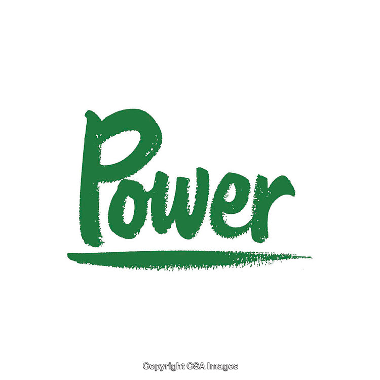 Green Brushstroke Design Featuring the Word Power in Bold Typeface