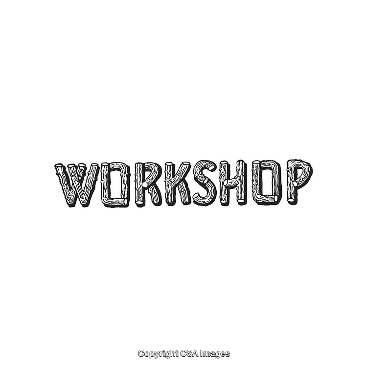 Hand-Drawn Workshop Word Illustration with Textured Lettering Design