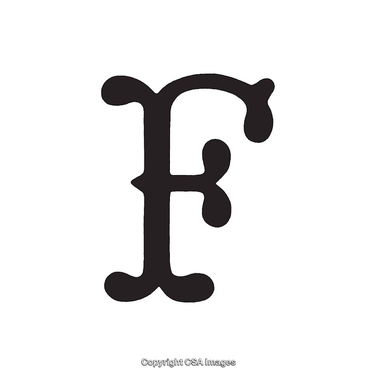 Elegant Black Vintage Letter F Design on White Background