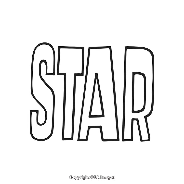 Black and White Outline Text Displaying the Word 'Star' in Bold Style
