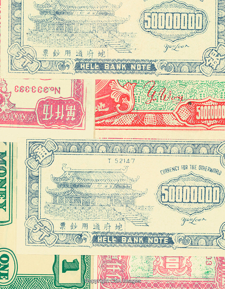 Abstract Image of Traditional Hell Bank Notes with Cultural Significance