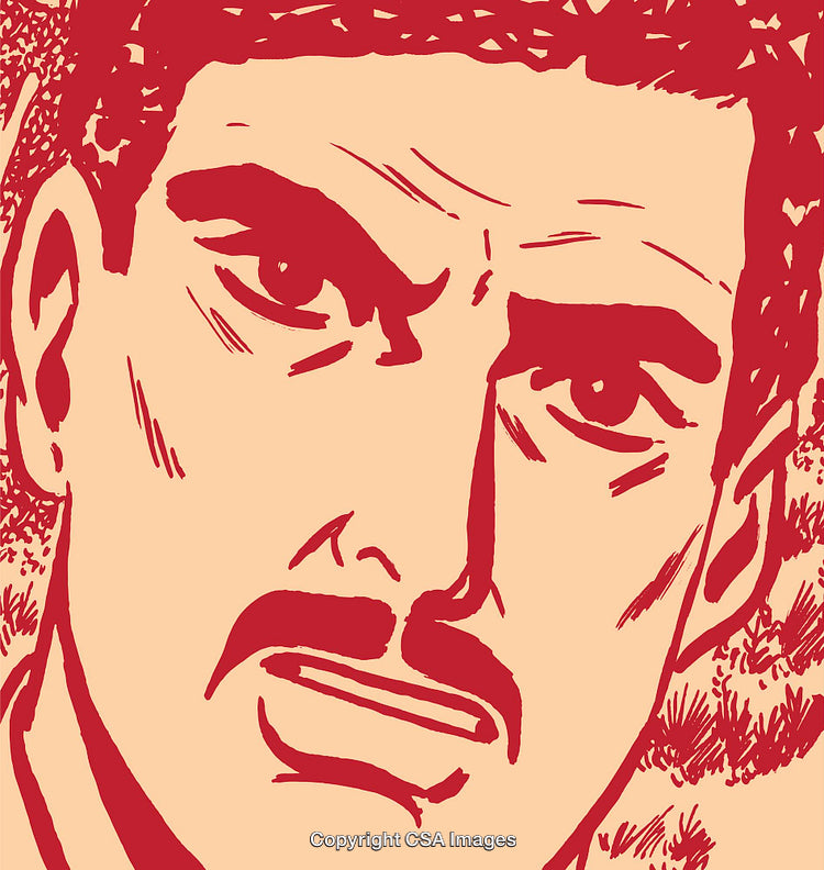 Vintage Style Illustration of a Person Expressing Intense Emotions