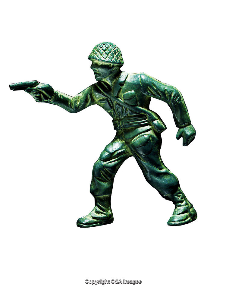 Green Plastic Toy Soldier Figurine in Action Pose