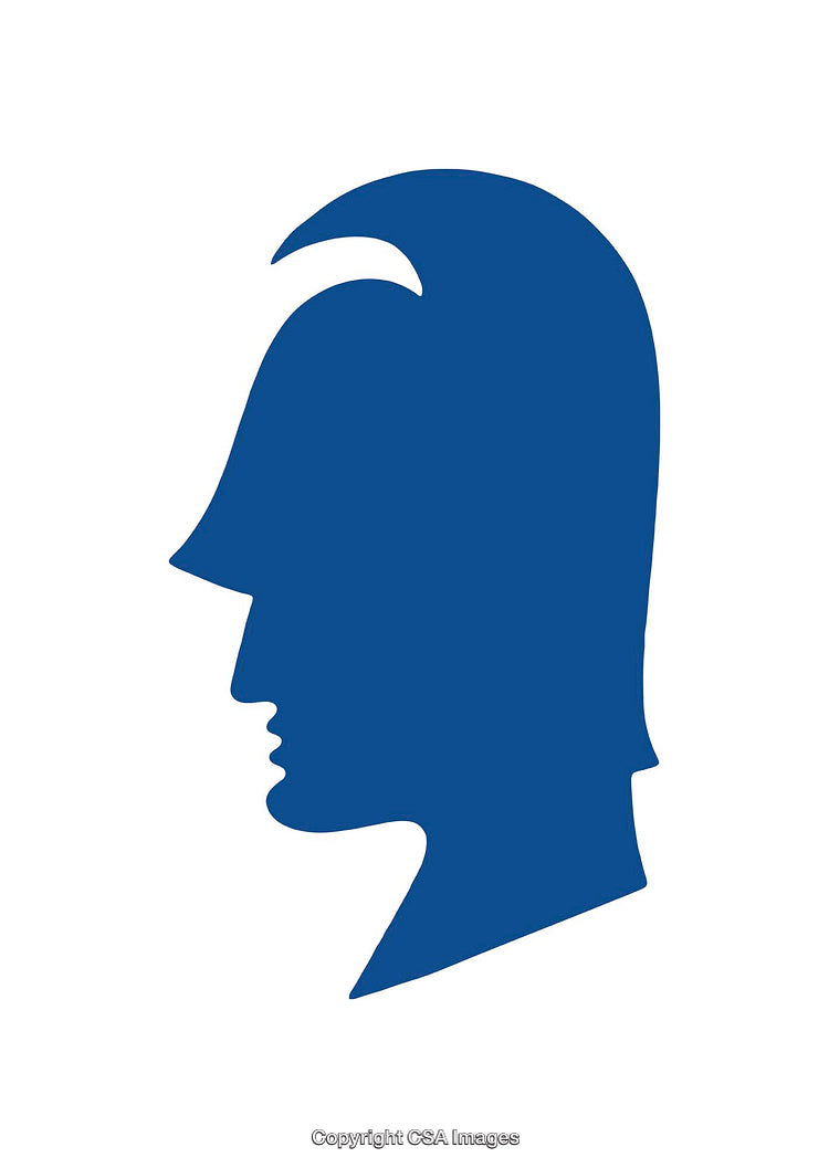 Minimalist Blue Silhouette of a Person on White Background