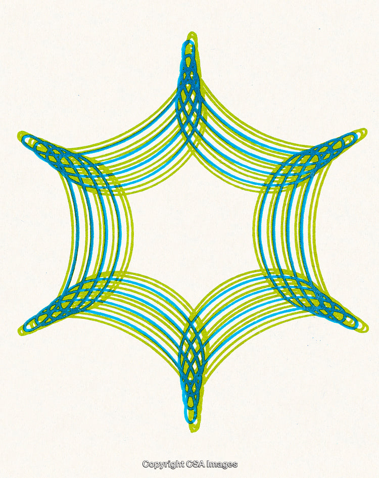 Abstract Geometric Pattern in Green and Blue with Star Shape