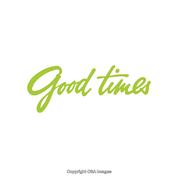 Green Handwritten Text 'Good Times' on a White Background