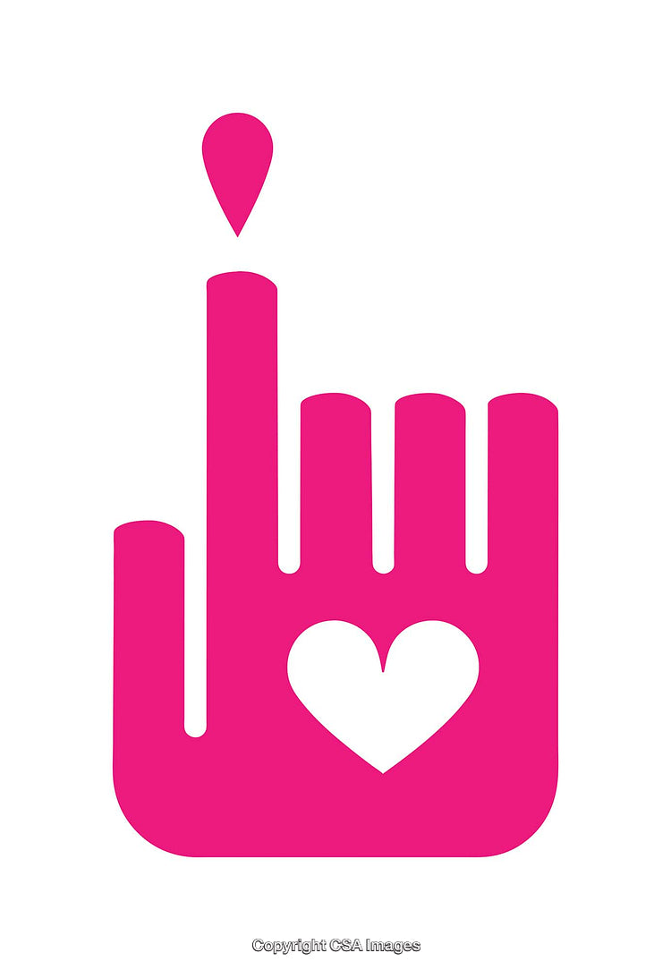 Pink Hand Icon With Heart Symbol Signifying Love and Care
