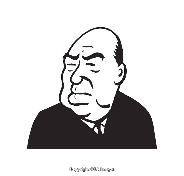Black and White Line Art Portrait of a Pensive Gentleman