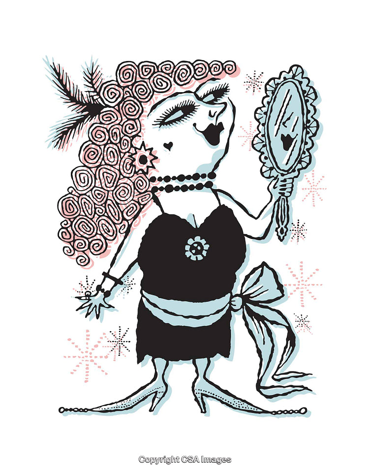 Quirky Character Illustration with Vintage Style and Unique Fashion Expression