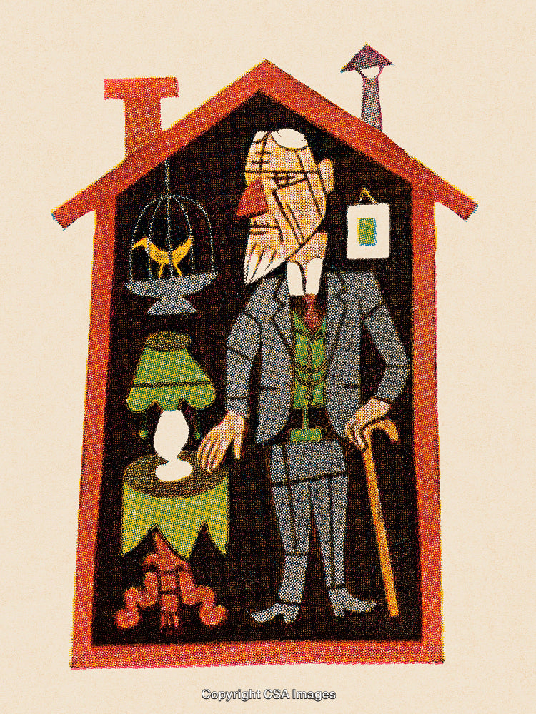 Abstract Depiction of a Man in a House Using Modern Design Art