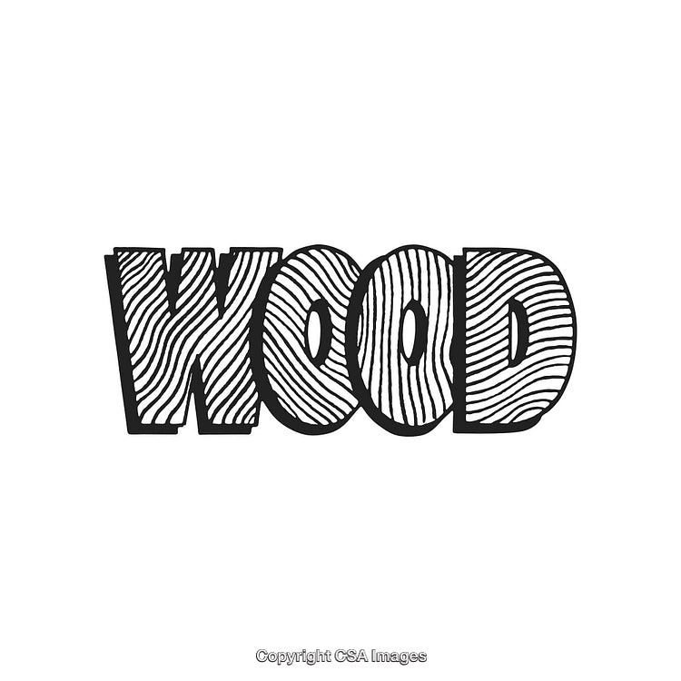 Wooden Text Effect With A Stylized Grain Texture On White Background