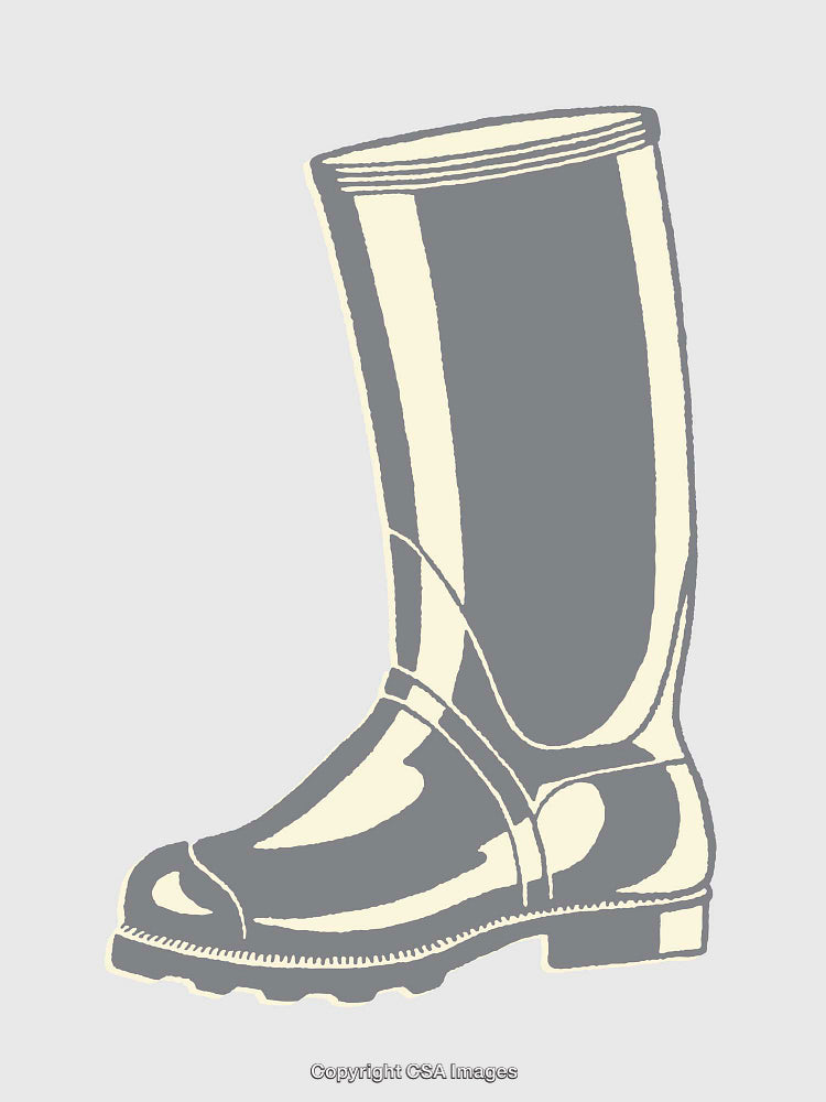 Illustration of a Rubber Boot in Gray and Beige Colors