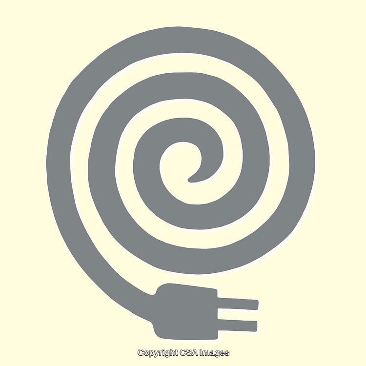 Gray Spiral Electric Cord Line Art Illustration on Light Background