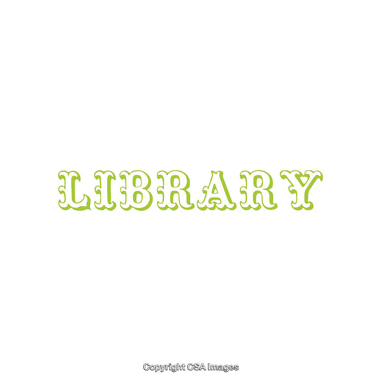 Green Decorative Typography Design Featuring the Word Library