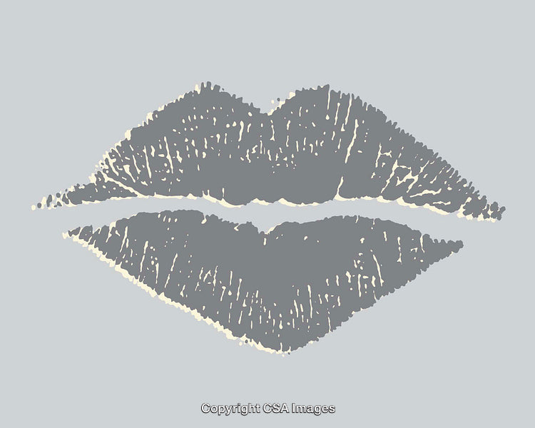 Stylized Monochrome Lips Illustration in Minimalist Line Art