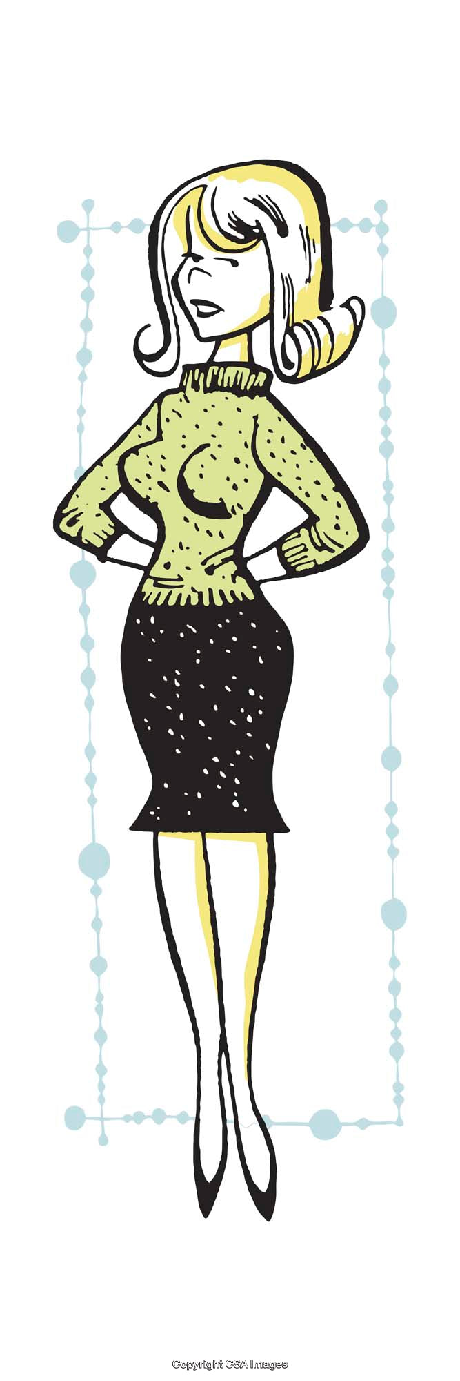 Stylish Retro Woman Illustration in Vintage Design Style